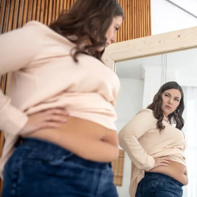 Woman with belly fat
